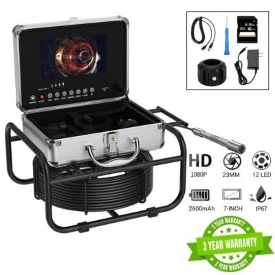 98FT/30M Drain Sewer Camera with 7"LCD Monitor Industrial Pipe Inspection Camera