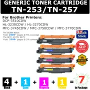 7x Generic Toner TN-253 TN-257 For Brother HL-3270CDW DCP-3510CDW MFC-3750CDW
