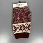 Muk Luk Leg Warmer 605-Snowflake Chianti 34442 Maroon And Cream/Off White NEW