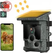 Trail Camera Solar Powered 46MP 4K 30FPS, Wifi Bluetooth Game Camera with 120°Wi