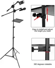Clamp-On Rack Tray Holder,Microphone Stand Shelf, 7.9x8.6inch Music Stand for...