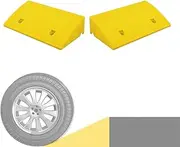 2 PCS Rubber Curb Ramp 2" 3" 4" 5" Rise Hight, Portable Threshold Ramps for Wheelchair Scooters Bike, Plastic Wheelchair Ramp W/Non-Slip Surface, Ideal for Garage Steps Sidewalk Doorway(Yellow,17cm/6.