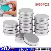10/50PCS Aluminum Empty Cosmetic Pot Lip Balm Wax Jar Tin Container 10/30/100ml