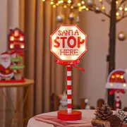 Christmas Decorations Santa Stop Here Sign Solar Pathway Lights Lighted Up Christmas Yard Stake for Xmas Party Landscape Patio Decor