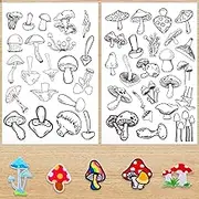 45Pcs Water Soluble Embroidery Stabilizers, Stick and Stitch Embroidery Designs Paper, Embroidery Transfer Paper Pre-Printed Mushroom Patterns for Hand Sewing Lover Beginners