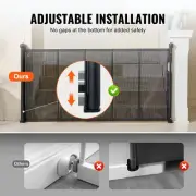 Retractable Mesh Baby Gate, 0.87m Tall, Extends to 1.95m for Kids and Pets