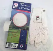 New FILA Cabretta Men's White Leather Golf Glove ML Reg LEFT Hand