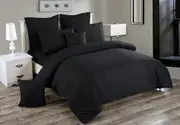 Seersucker King Size Quilt/Doona/Duvet Cover Set - Black
