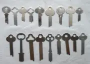 18 NOS Vintage Flat Steel Trunk Padlock Key BLANKS Chest Antique Lock