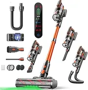 Cordless Vacuum Cleaner, 550W/45KPa/60Min Cordless Stick Vacuum with Aroma Function, Auto Mode, Wall Mounted Rechargeable, Green LED, Extendable Flexible Tube for Home Hard Floor/Carpet/Car/Pet Hair