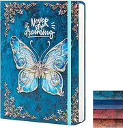 Ruled Journal Notebook, B5 3D Butterfly Embossed Hardcover Writing Journal with Elastic Closure Band, 192 Pages Lined Paper for School, Office, Home, 23 X 17.5cm (Sky Blue)