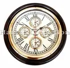 Nautical Vintage Handmade Brass 16" Wall Clock Antique Style World Time Wooden
