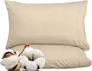 ROYALE LINENS Grey Pillowcase Set - King Size 20" x 40" Bed Pillow Cover - 300 Thread Count 100% Cotton, Wrinkle & Fade - Soft & Cozy- Envelope Closure Pillow Case Pack of 2 (King, Cream)