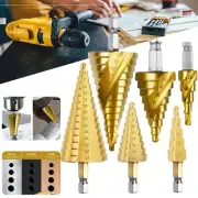 HSS Step Drill Bit Set Titanium Coated Cone Drill Spiral Groove Drilling Cutting