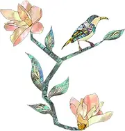 Guitar Decals - Rose Magnolia Bird Headstock Decal | Inlay Sticker for Guitar Headstock, Musical Instruments Decorations, Removable Rose Stickers for Guitars Bass