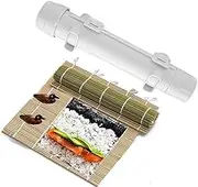 Sushi Roller Machine Mold Sushi Maker,1Pc Quick Sushi Maker Roller,Sushi Bazooka,Sushi Making Mold Rice Vegetable Meat Rolling,Plastic Roller Rice Mold,Sushi Maker Roller with Bamboo Sushi Mat,White