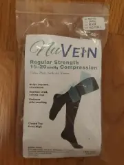 NuVein Womens Knee High Cotton Dress Socks 15-20mmHg Compression Black Chevron L
