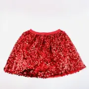 NWT Cat & Jack Girls Sequin PullOn u Skirt Fit & Flare Red Size XS 4/5 or S 6/6X