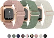 [3 Pack]Adjustable Elastic Bands for Fitbit Versa 2 bands, Fitbit Versa band,Versa Lite/SE band, Soft Stretchy Loop Breathable Sport Nylon Replacement Strap Wristbands for Women/Men