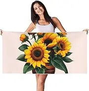 VPPUR Sunflower and Rose Print Poolside Relaxation Beach Towel Lightweight Quick Dry for Summer Vacations Towel