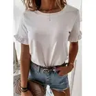 Solid Color Ruffled Top – Round Neck, Lotus Leaf Sleeve, Loose Street Style