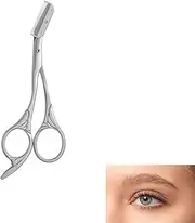 Professional Eyebrow Trimming Scissors with Comb, Precision Trimmer, Non-Slip Finger Grips
