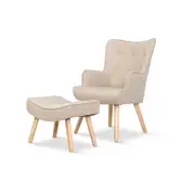 Artiss Armchair Lounge Chair Ottoman Accent Beige