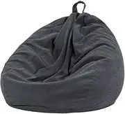 Nobildonna 3 ft Bean Bag Chair Cover (No Filler) 35"×43" Large Stuffed Animal Storage Bean Bag Washable Big Beanbag Chair Cover Premium Corduroy Stuffable Bean Bag Cover for Adults,Kids,Dark Grey