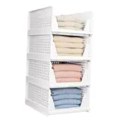 4 Pack Folding Closet Organizers Storage Box, Stackable Storage 4Pack White