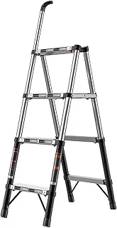 Step Stool Multi Purpose Loft Ladder,Portable Folding Steps Aluminum Telescopic Extension Tall Telescopic Ladders/83.5X117X166Cm