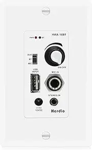 Herdio in Wall Bluetooth Audio Control Amplifier Receiver Wall Plate with USB Microphone Aux (3.5mm) Input 100Watt Max Module for Sound Systems Home Theater Integration
