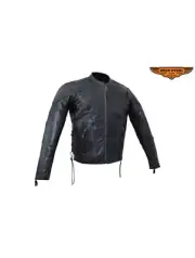 Men's Racer Jacket with Gun Pockets Naked Cowhide Leather