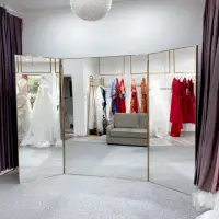 在飛比找蝦皮購物優惠-高檔婚紗店折疊三面全身鏡子服裝超白顯瘦試衣鏡超大三折鏡落地鏡