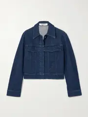 [Another Tomorrow] Another Tomorrow - Cropped Denim Jacket - Blue - IT38 IT 38 Blue
