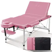 3 Fold ALFORDSON Massage Table Portable Lift Up 75cm (Pink)