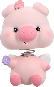Kisangel Cute Pig Shaking Head Doll Bobble Car Ornament Adorable Dashboard Decoration for Car Interior Desktop and Cake Topper Easy Setup Low Maintenance Unique Decor