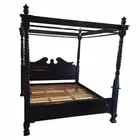 Solid Mahogany Wood Bedroom 4 Poster Bed Bedside Dressing Table Queen Size Set