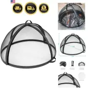 Round Fire Pit Screen Cover 22 Inch Diameter Heavy Duty Steel Mesh