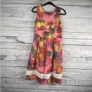 Belle Badgley Mishka Womens Size 8 Orange Multi Colorful Babydoll Cocktail Dress