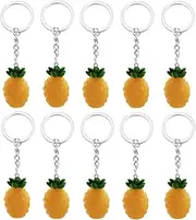 [VALICLUD] 10Pcs Pineapple Keychain Pendant - Cute Resin Fruit Keyring for Handbags, Backpacks, Car Keys - Yellow Decorative Charms for Friends and Co-Workers