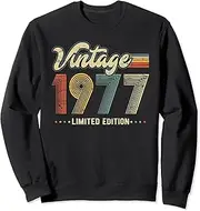 [X.Style] 46 Year Old Born in 1977 Vintage Retro 46th Birthday Sweatshirt ds067 Sweater (S) Black