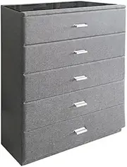 Life Décor Lily Premium Fabric Tallboy (Chest of Drawers) with Five Drawers (Light Grey)