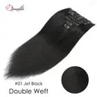 Thick Double Wefts Clip In Real Remy Human Hair Extensions Full Head Highlight A