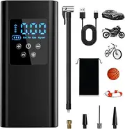 150 PSI Electric Air Pump, 6000 mAh Battery Compressor Mini Portable Bicycle Pump for Tyres with 4 Nozzles for Car Bicycle Motorcycle Balls