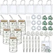 Boao 6 Set Baby Shower Game Prizes for Player Winners Tumblers with Lids Straws Mirrors Hair Scrunchies Pens Hair Clips Gift Bags for Baby Bridal Shower Wedding Game Favors (Little Sprout)