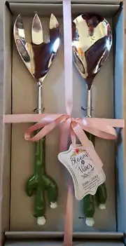 Thirstystone Blooms N Vibes Cactus Handle Salad Serving Set