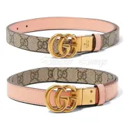 NEW GUCCI GG Supreme Canvas Peach Leather Marmont Reversible Belt Size 90 / 36