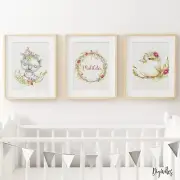 Girl, Boy Nursery Bedroom Wall Art Australia Koala, Kookaburra, Personalised Art