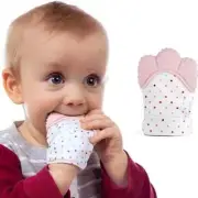 Teething Mitten Baby Infant 2 Pc Soothing Silicone Mitt Stimulating Teether Toy