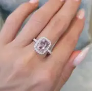 2.40 Ct Octagon Natural Pink Sapphire diamond Woman s Ring 14Ksolid white gold
